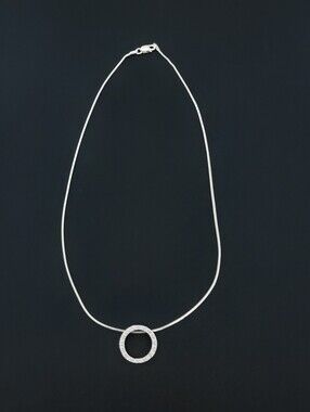 925 Sterling Silver Diamond Accent Circle Pendant Necklace
